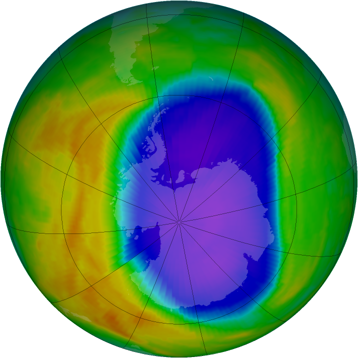 Antarctic ozone map for 11 October 1996